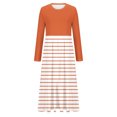 thumbnail image 4 of BSDJILFG Dresses for Women Fall Casual Striped Color Block Long Sleeve Crewneck Maxi Dress Fall, 4 of 5