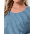 thumbnail image 5 of DARING DIVA Ribbed Knit Pajama 2 Piece Long Sleeve Top Pants Sleepwear M Royal Blue, 5 of 6