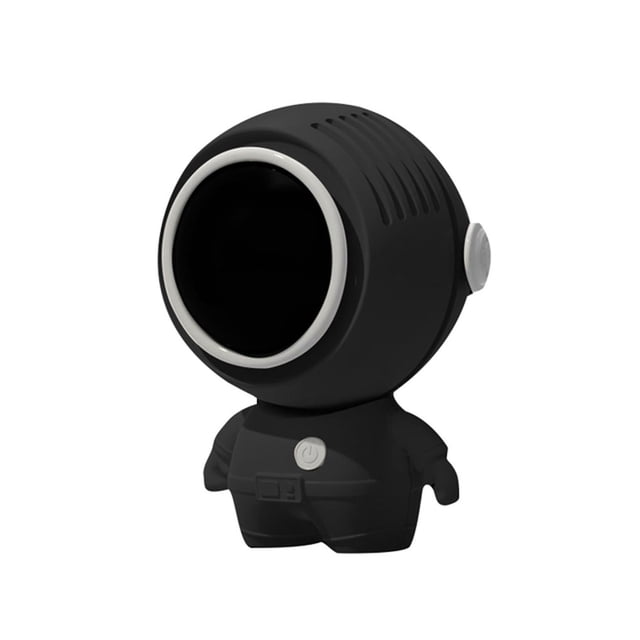 Naiovety Astronauta ABS Cuello Colgante Ventilador Portátil Lindo 900mAh Funcionamiento silencioso Motor sin escobillas Camping Dormir Electrodomésticos Negro