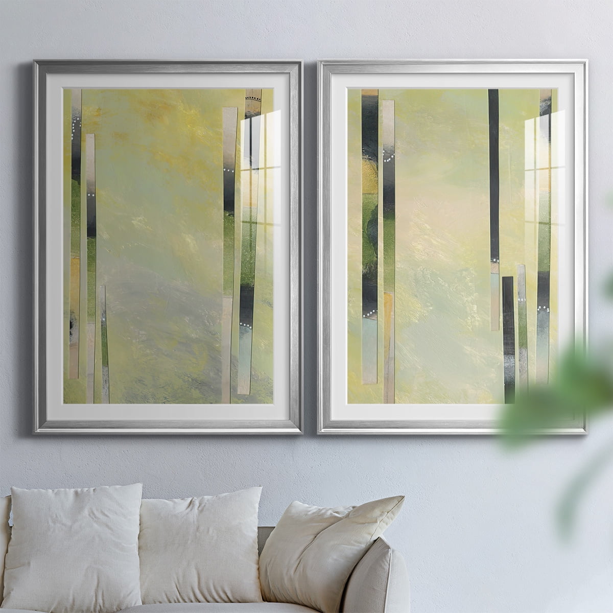 Wexford Home Neutral Assemblage III Premium Framed Print, 18.5" x 24.5" - Ready to Hang, Silver (Set of 2)