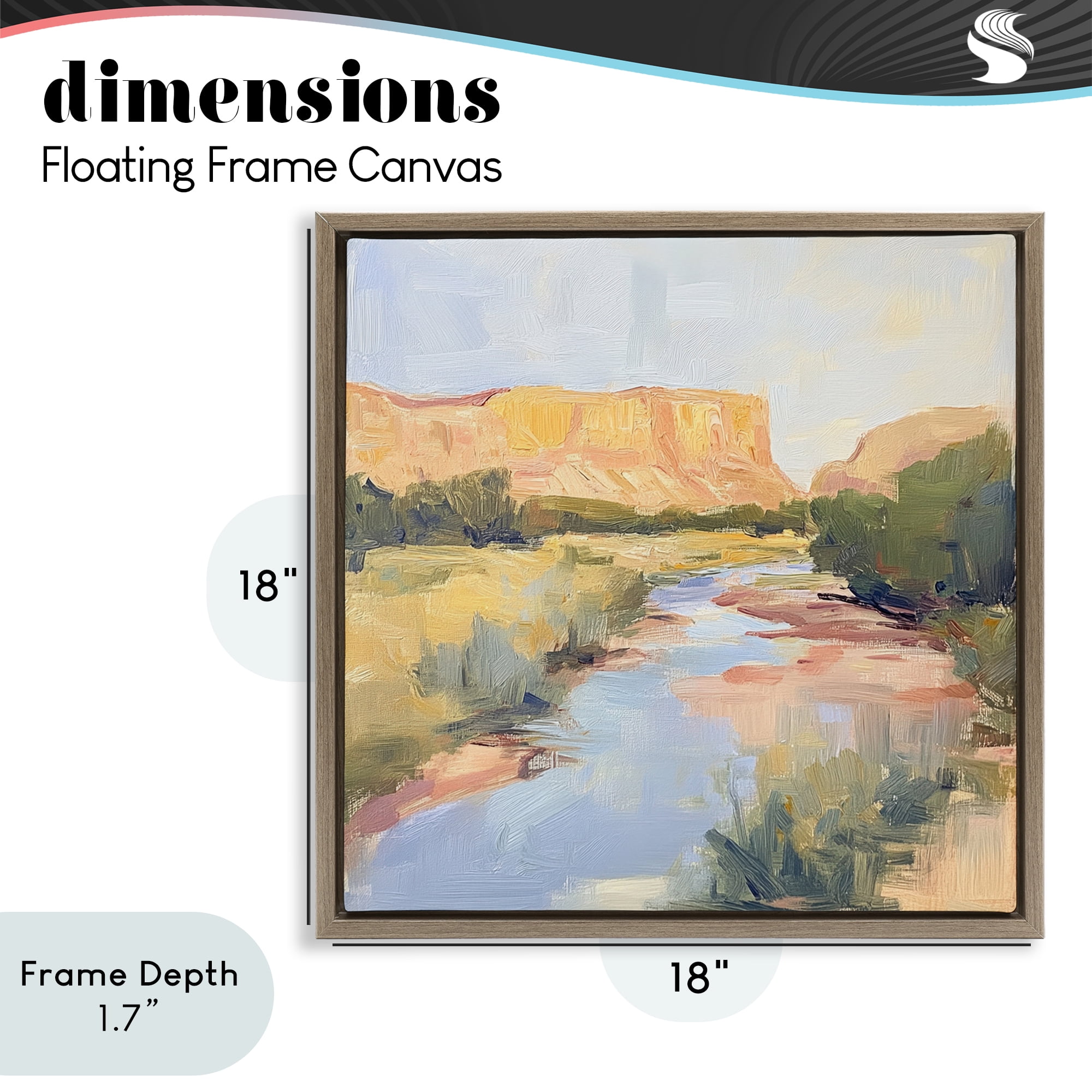 Stupell Industries Painted Plateau River Reflection Brown Framed Floater Canvas Wall Art, design by Petal Prints Design