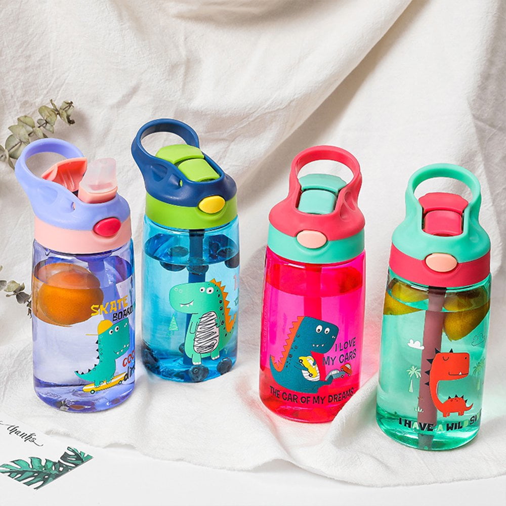 Home Tune Kids Water Bottle 15oz - BPA Free, Flip Cap, Leak-Proof, Cute Designs - 3 Pack Fruit Theme-1077416