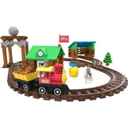 LINCOLN LOGS Sawmill Express Train - Real Wood Logs - Buildable Train Track - 101 parts - Ages 3 and up