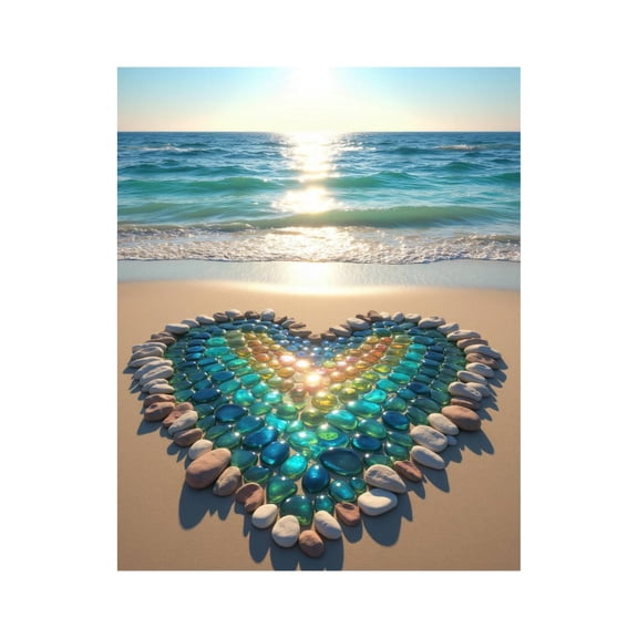Paint by Numbers Kit for Adults, Ocean Pebble Heart Sunset Paint by Numbers, Easy Paint by Numbers Kit for Adults Beginner, DIY Adult Paint by Number Kits on Canvas, 12x16in Home Decor