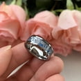 thumbnail image 4 of Wedding Rings Men & Women. 8mm Silver Light Blue Tungsten Band Silver Gears, 4 of 7