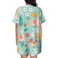 thumbnail image 3 of Lsque Elephant and Flowers Women's Short-Sleeved Pajama Set - 2 Piece Soft and Lightweight Sleepwear Set-Large, 3 of 9