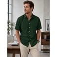 thumbnail image 5 of Oalirro Men's Short Sleeve Casual Button Down Shirt – Lightweight Breathable Cotton, Two Chest Pockets, Classic Collar, Solid Army Green, Regular Fit for Summer Wear, 5 of 11