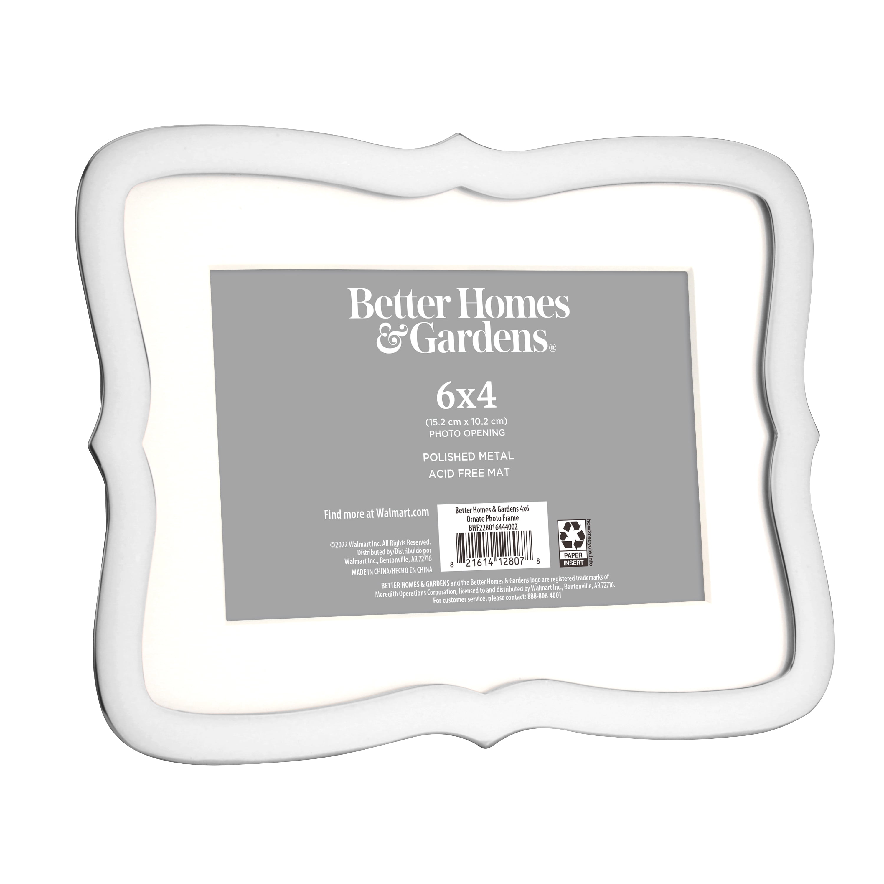 Better Homes & Gardens – 4x6 Picture Frame – Silver Ornate Tabletop Photo Frame