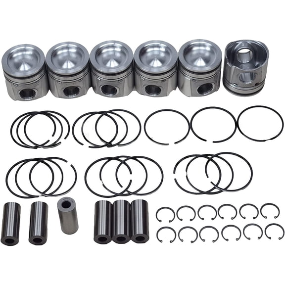 Seapple Set of 6 w/Pins Rings Size Piston Compatible with Cummins 6.7 QSB Industrial Performance STD 4955160