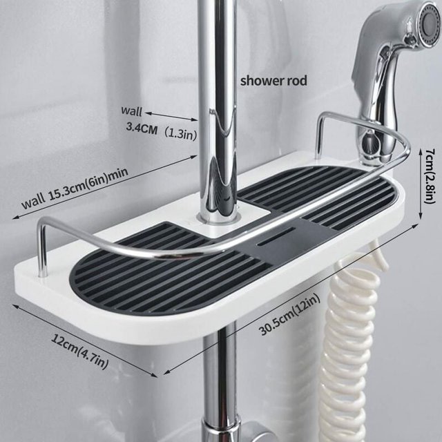 Estante de ducha sin taladro para riel de ducha - Soporte organizador de baño para champú, se adapta a rieles de 19 mm a 25 mm/lGR65Aixl
