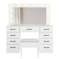 thumbnail image 2 of Zimtown Makeup Vanity Desk with Large Mirror & Charging Station, Vanity Table with 9 Drawers & Visible Glass Top, Bedroom Dressing Table, White, 2 of 8