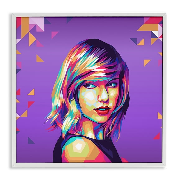 Stupell Industries Contemporary Pop Icon on Purple White Framed Giclee Art, 24 x 24, by Birch&Ink