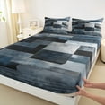 thumbnail image 3 of Manfei Peatchwork Geometric Plaid Sheet Set Twin,Graffiti Marble Bedding Sets Twin Size,Deep Blue Black Twin Sheet Sets,Super Cozy Room Decorative,3pcs, 3 of 7