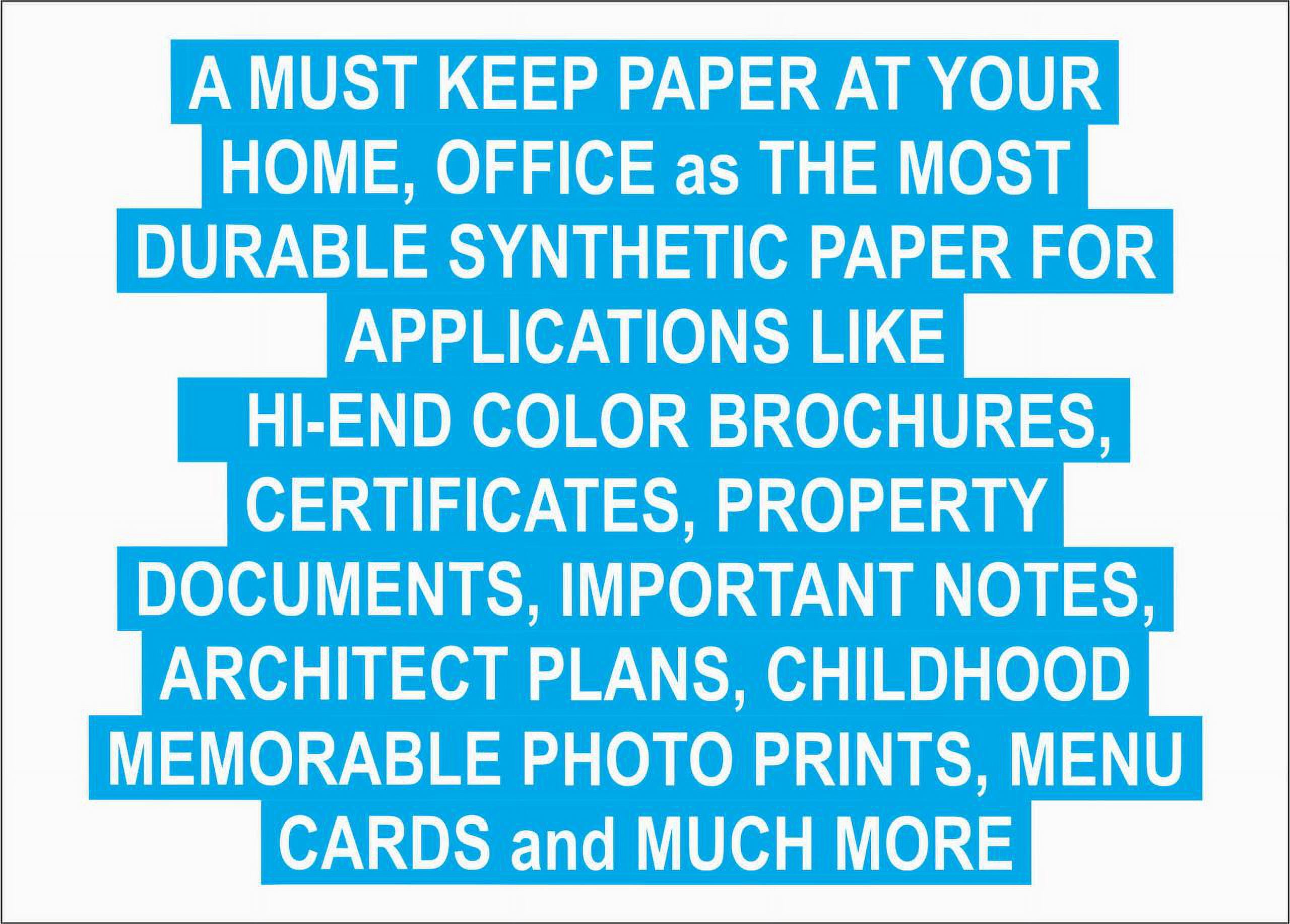 WATERPROOF PAPERS | SYNTHETIC PAPER, 100 SHEETS, 110 LB THICK 11X17" 5 MIL | from HIGHH IMAGE, LASER PRINTER PAPER