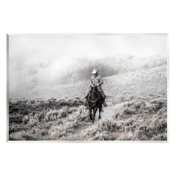 Stupell Industries Cowboy On Horse Rural Plains Animals & Insects Photography Unframed Art Print Wall Art
