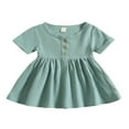thumbnail image 1 of Robes d'Été pour Bébés Filles à Manches Courtes Bouton vers le Bas Robes, 1 of 9