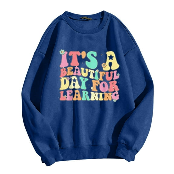 Women Sweatshirts Womens Long Sleeve Sweatshirt Womens Pullover Sweatshirt Blue Crewneck Winter Sweatshirt Comfy Clothes