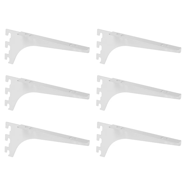 Paquete de 6 soportes de estante ajustables, soportes de estantería de alta resistencia de 6.5" para sistema de riel único, soportes metálicos para armario, estantería, estantería de tienda, blanca