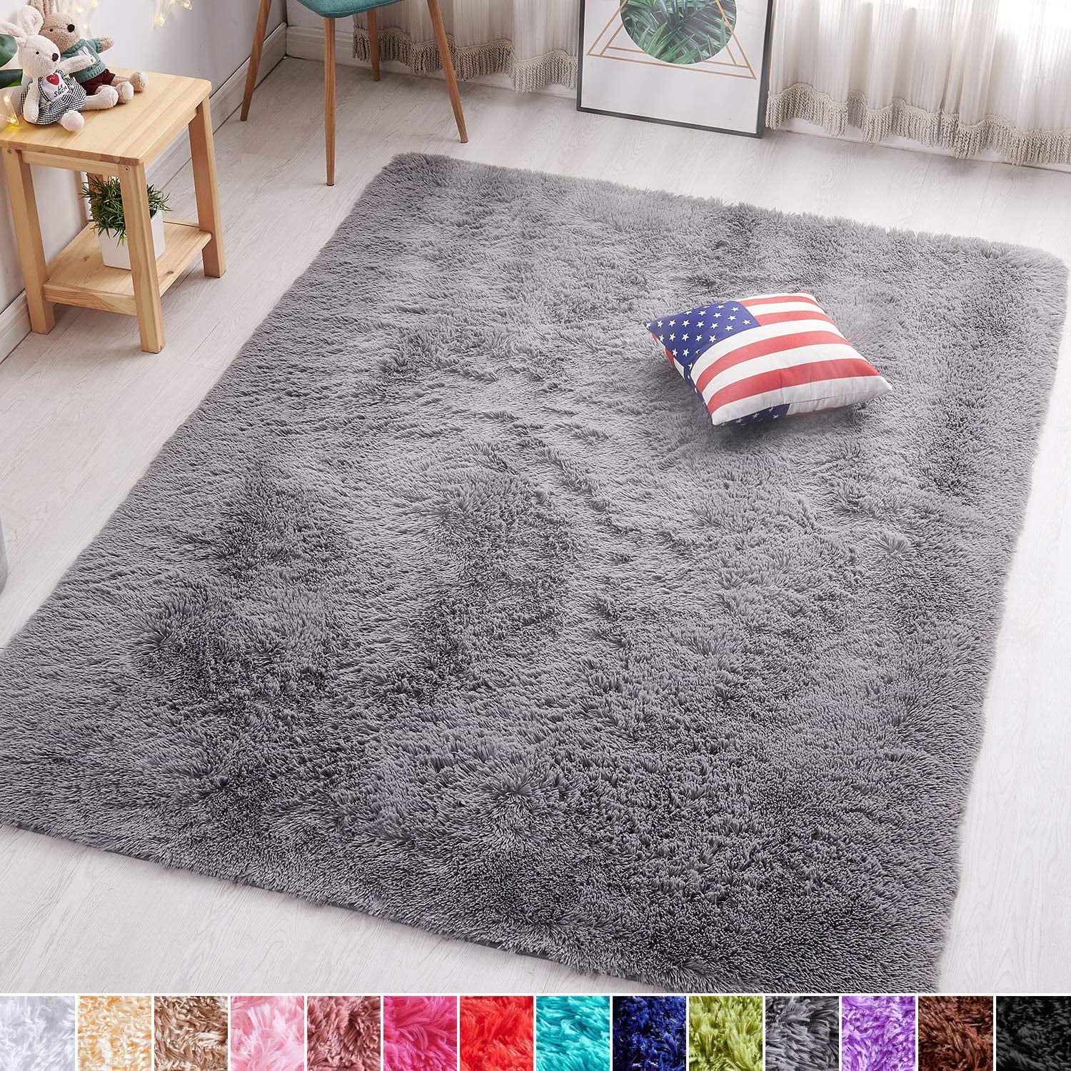 PAGISOFE Black Fluffy Shag Area Rugs for Bedroom 3x5 Soft Fuzzy Shaggy Rugs for 