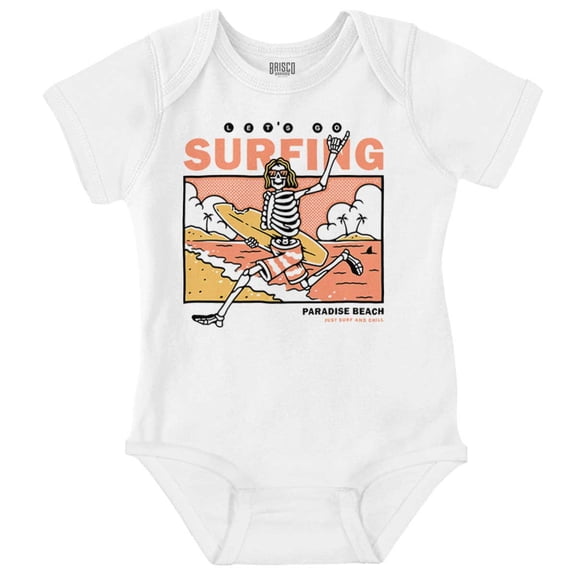 Let's Go Surfing Skeleton Beach Gender Neutral Printed Baby Bodysuit Brisco Brands NB