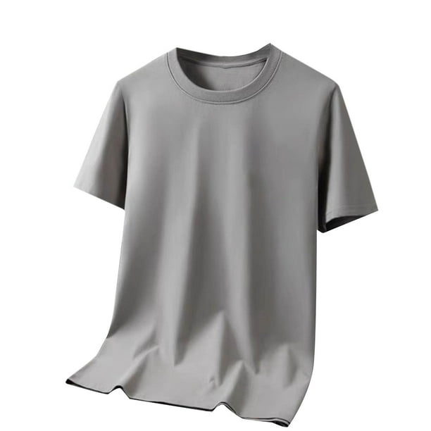 Playera Elvqul para Hombre Caqui de Color Sólido Manga Corta Casuales Deportivas Cuello Redondo