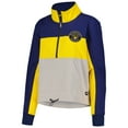 thumbnail image 2 of Women's The Wild Collective Navy/Gold Milwaukee Brewers Women's Colorblock 1/4 Zip Jacket, 2 of 5
