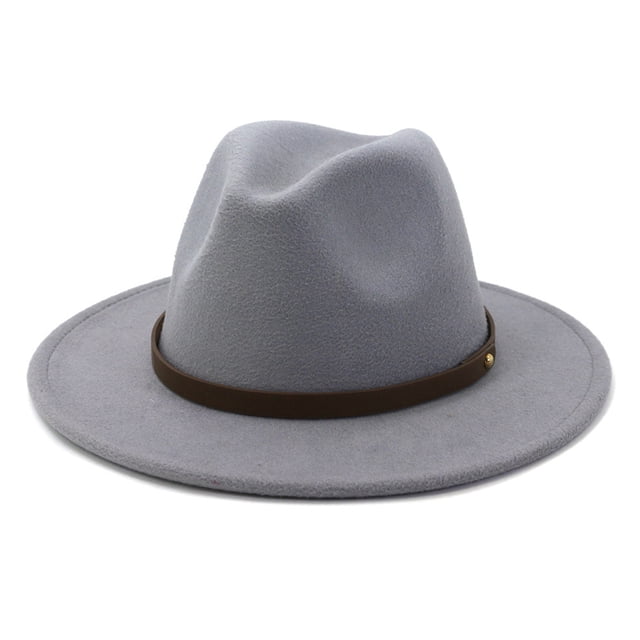 Qarigey Sombreros con hebilla de cinturón, gorros grandes de ala ancha sólida para invierno, gorros de lana cálidos para hombres, vaqueros, Type2 NO2