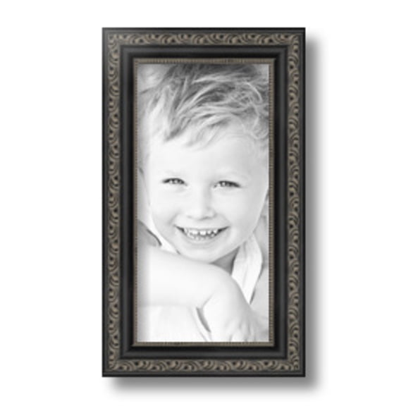 ArtToFrames 5" x 10" Antique Black Picture Frame, 5x10 inch Black Wood Poster Frame (WOM-5106)