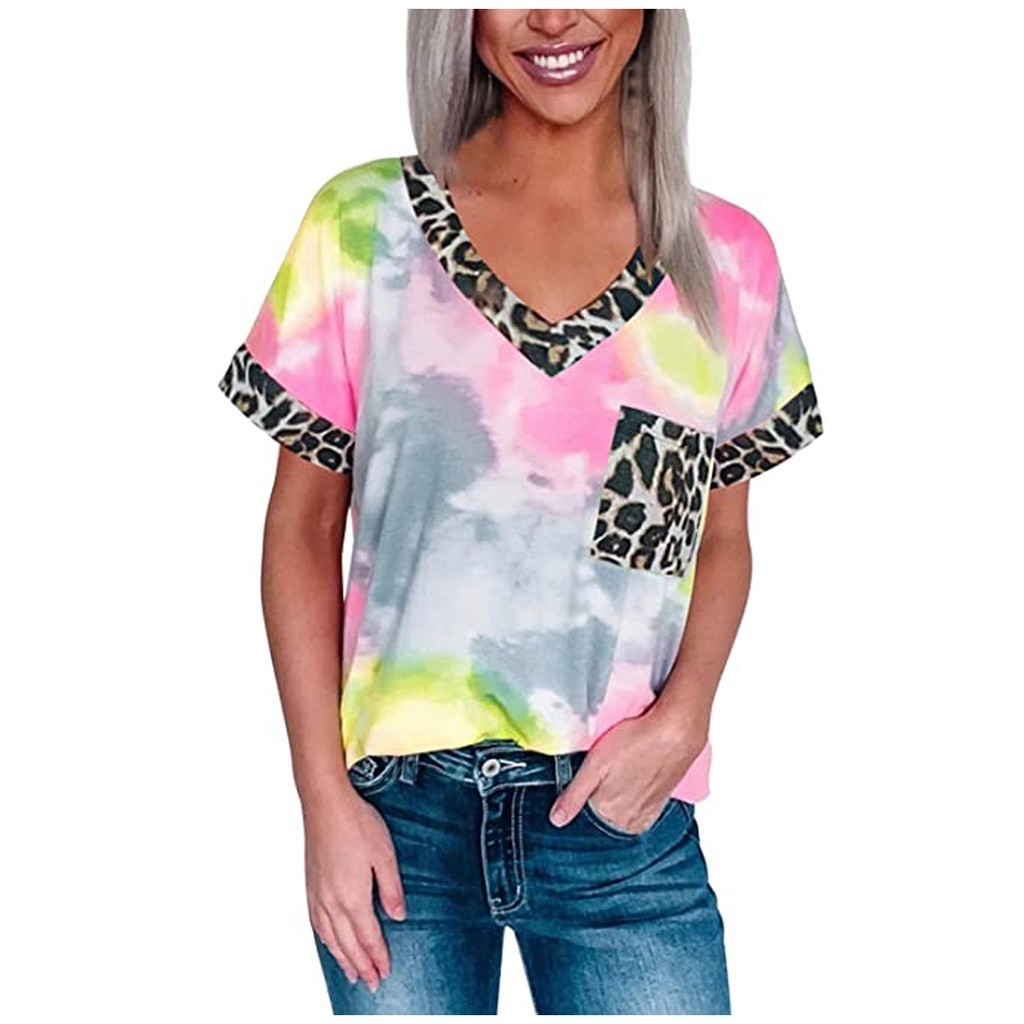 Wofupowga Womens Bell Sleeve Plus Size V-Neck Denim Tie Dye Top Blouse T-Shirts Wofupowga Womens Bell Sleeve Plus Size V-Neck Denim Tie Dye Top Blouse T-Shirts