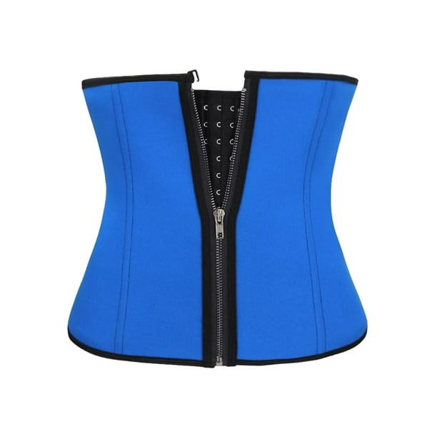 Qarigey Entrenador de cintura ajustable de 3 filas para mujer, chaleco de realce para banquete de fiesta para niñas, corsé adelgazante para Ropa interior Azul XXL