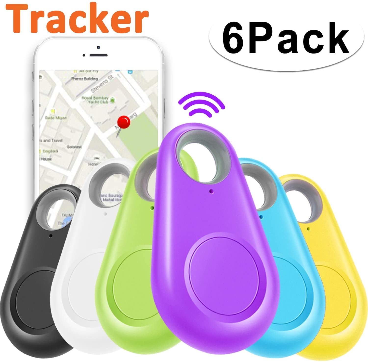 GBD 6 Pack Smart Key Finder Locator GPS Tracking Device for Kids Boys Girls Pets Cat Dog