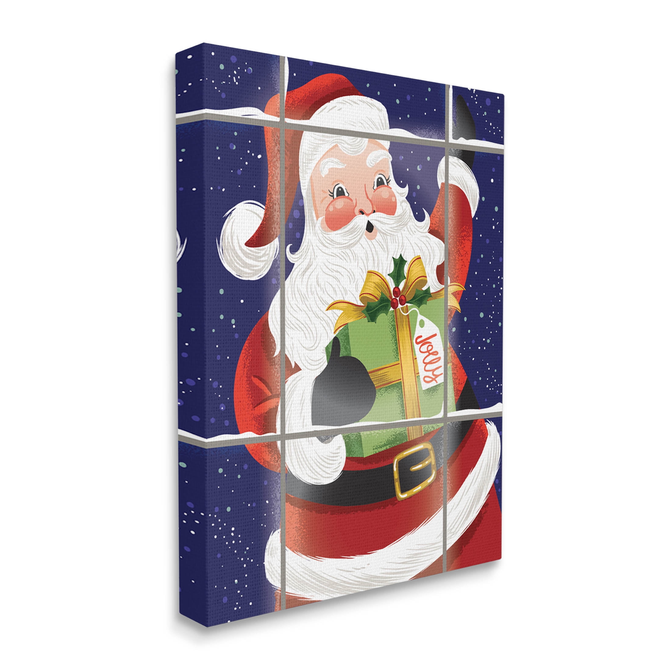 Stupell Industries Vintage Jolly Santa Window Graphic Art Gallery Wrapped Canvas Print Wall Art, Design by Arrolynn Weiderhold