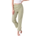 thumbnail image 1 of Pantalones de pijama de algodón a cuadros para mujer, con cintura elástica y bolsillo, pantalones de lounge largos L, a cuadros amarillos, 1 of 6
