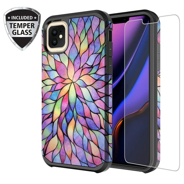 Cute Hard Silicone Phone Cover Case For Apple Iphone 11 Case With Tempered Glass Screen Protector Shock Proof For Girls Women Rainbow Walmart Com