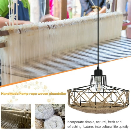 

Mortilo funny Office supplies Home Kitchen Vintage Pendant Light Metal Chandelier Hanging Light Fixture Rope Rattan Hanging Light Retro Industrial Style Nature