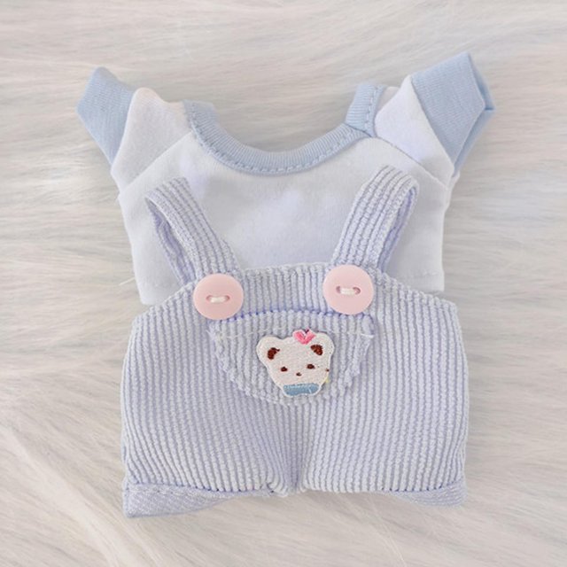 Conjunto de Ropa para muñecas 2 piezas CUTICAT camiseta y pantalones tirantes 17cm Azul
