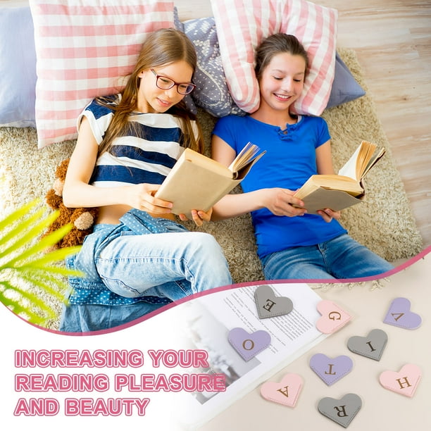 S♡ページ Initial S Corner Bookmarks, Heart Shape Leather Book Marks Page