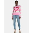 thumbnail image 6 of 99 Jane Street Women’s and Women's Plus Striped Sweater with Heart Design, Sizes XS-4X, 6 of 6