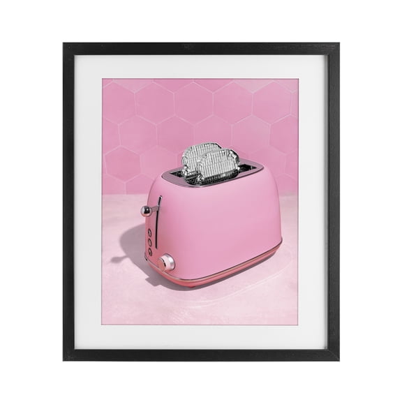 Stupell Industries Disco Toaster over Pink Black Framed Print Under Glass, design by LISH Creative
