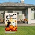 thumbnail image 2 of JOOCAR Happy Halloween Linen Garden Flag with Black Cat Ghost Pumpkins for Fall Autumn Home Outdoor Garden Yard Door Decor 12x18 inch, 2 of 4