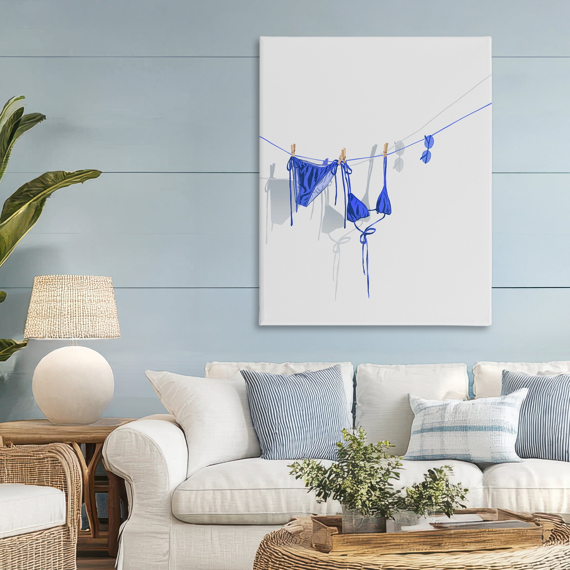 Stupell Industries Blue Bikini on Clothesline Canvas Wall Art, design by Ziwei Li
