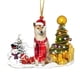 thumbnail image 1 of Ruifaya Adorno de árbol de Navidad de madera con forma de perro con gorro de Papá Noel y muñecos de nieve, 1 of 7