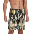thumbnail image 2 of Rocae Colorful Bulldog Duo for Men's Soft Sleep Pajama Shorts, Waistband and Pockets-Small, 2 of 6