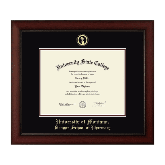 Framerly - Montana Missoula Pharmacy Diploma Frame with Black and Maroon Mat