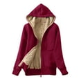 thumbnail image 1 of Kcodviy Manteau d'Hiver Décontracté pour Femme, Chaud, Léger, Doublé en Sherpa, à Fermeture Éclair, Veste en Denim, Chandail à Capuchon, Veste, Manteau, 1 of 3