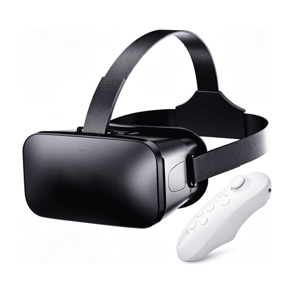 GJX 3D Vr Headset, Virtual Reality 3D Vr Glasses, Anti-Blue Light Adjustable 3D Headset Helmets for Iphone Or Android Compatible with 4.5\U201D to 6.7\U201D Inch with Controller(Black)