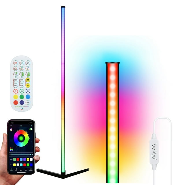 Mistaha Lampe de Sol Debout Connectée BT avec Contrôleur Supporte Téléphones Contrôle par Application/vocal