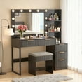 thumbnail image 7 of Zimtown Vanity Desk Set with Square Mirror and Charging Station, Makeup Vanity Table with 5 Drawers, Adjustable Brightness Dressing Table, Black, 7 of 7