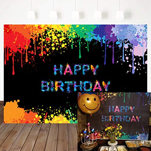 Large Art Party Backdrop Boy Girl Paint Digital Printable Neon Glow Paint Party Paint Birthday Party Backdrop Splatter Party Banner