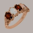 thumbnail image 2 of LBG British Made 14k Rose Gold Natural Garnet & Opal Womens Eternity Ring - 33 size options - Size 11, 2 of 8